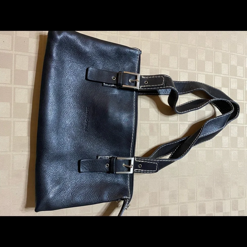 Marc O'Polo Black Leather Bag Black Silver Hardware 13 X 7.5 large‎ sections